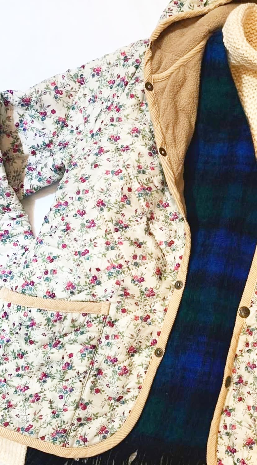 빈티지 잔꽃 패딩스타일 점퍼 플라워 패턴 모리걸 퀄팅자켓 상품이미지2