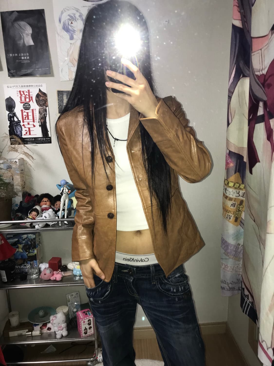 재패니즈 브라운 페이크 레더 자켓 상품이미지3