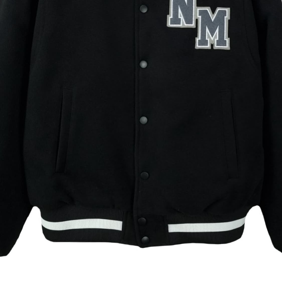 [노메뉴얼] 로고 패치 오버핏 모직 바시티 자켓 블랙 M19395 상품이미지5