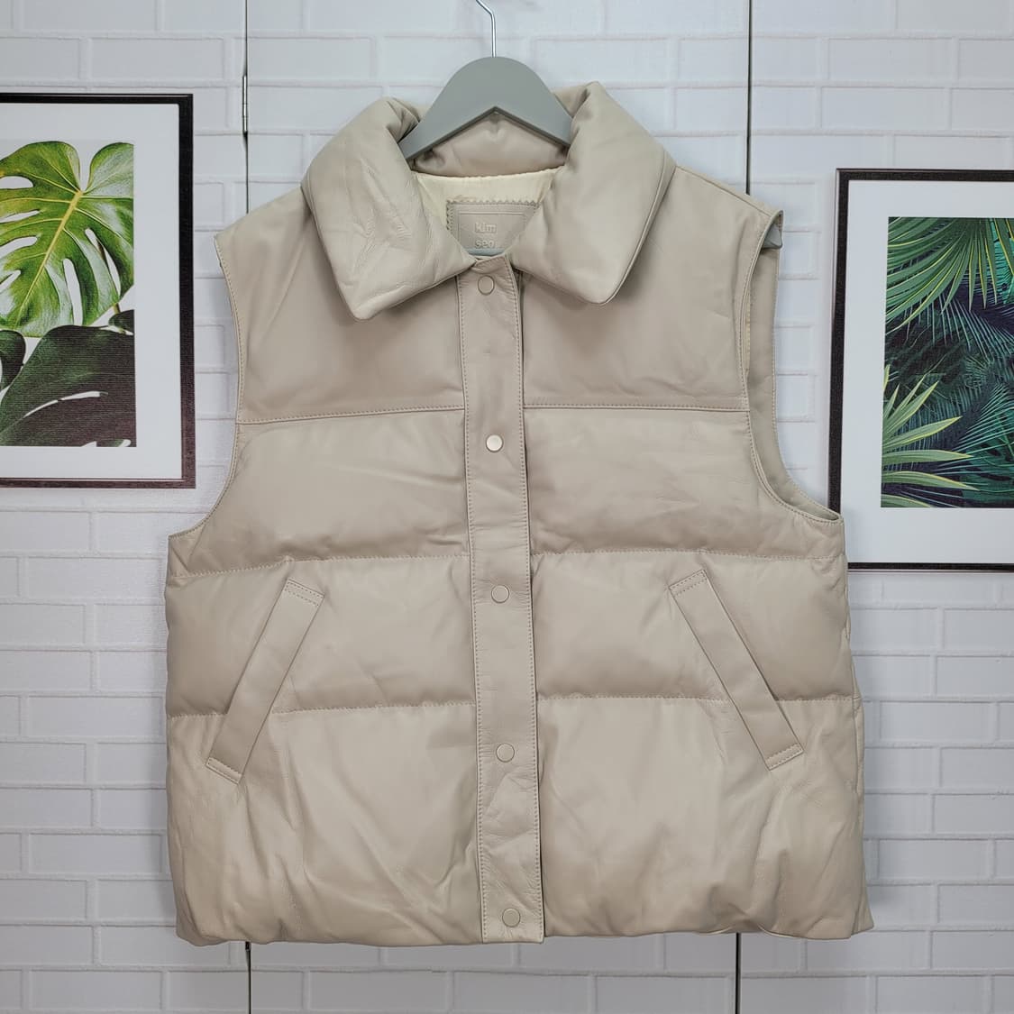 김서룡 구스다운 양가죽 패딩 조끼 베스트 66사이즈 새상품 상품이미지1