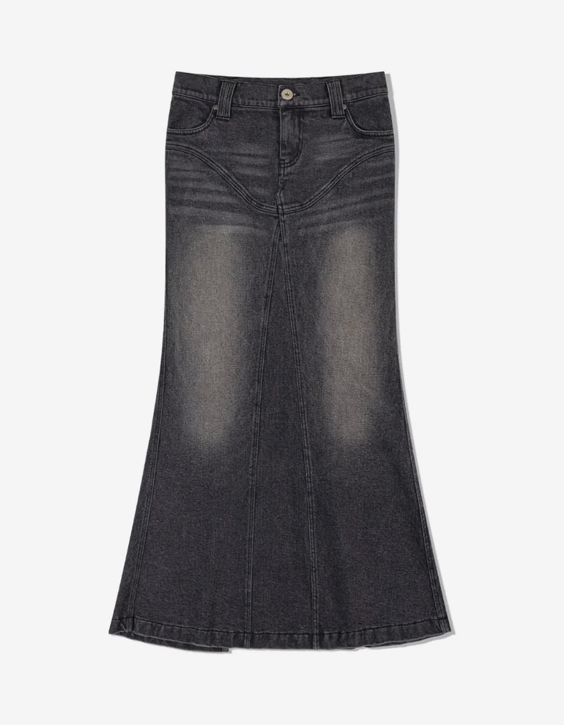 어글리쉐도우 데님 롱 스커트 S, 블랙 상품이미지1
