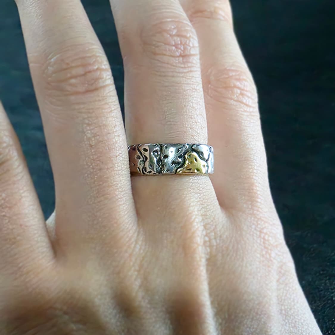 Mend 실버 남자 엔틱 빈티지 명품 크랙 균열 러프 반지 상품이미지6