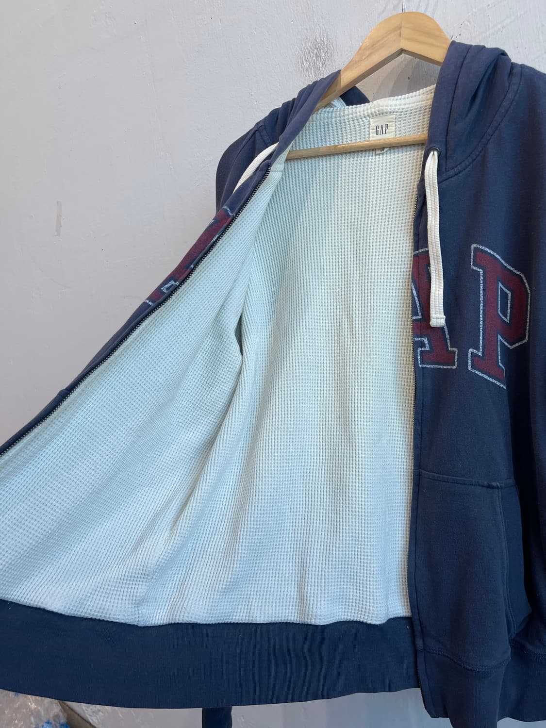 GAP 갭 로고 와플 후드집업 네이비  상품이미지2