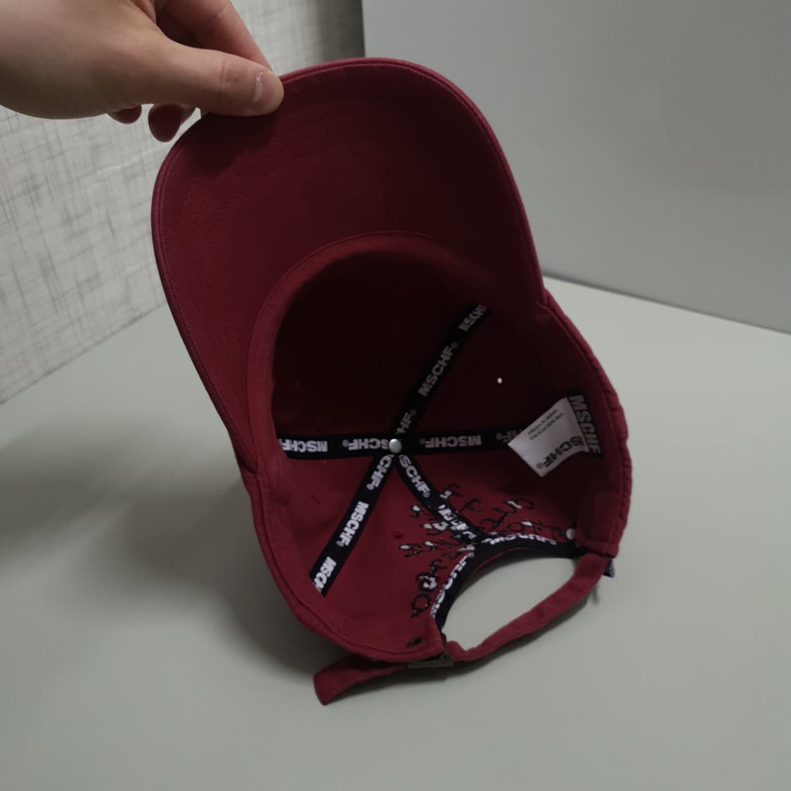 OS) 미스치프 Mschf 자수 로고 볼캡 모자 버건디 희귀 상품이미지7