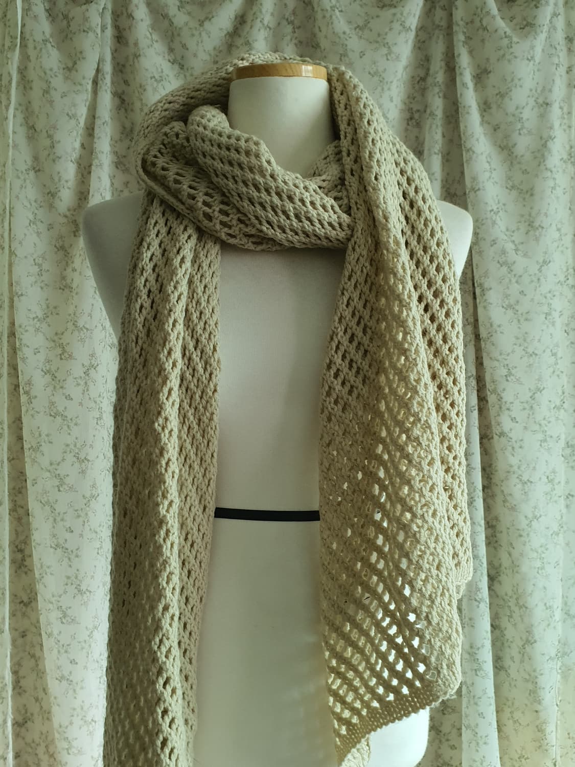 [모리걸소품] 일괄 아이보리색 뜨개질 롱 머플러&체크 모리 머플러 상품이미지2