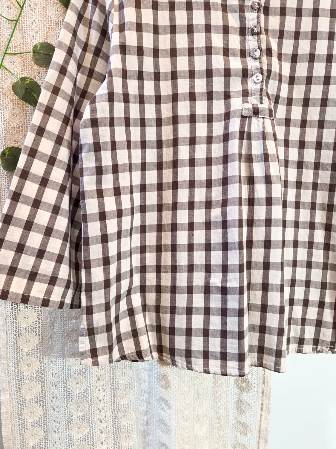 모리 체크 7부 블라우스 상품이미지3