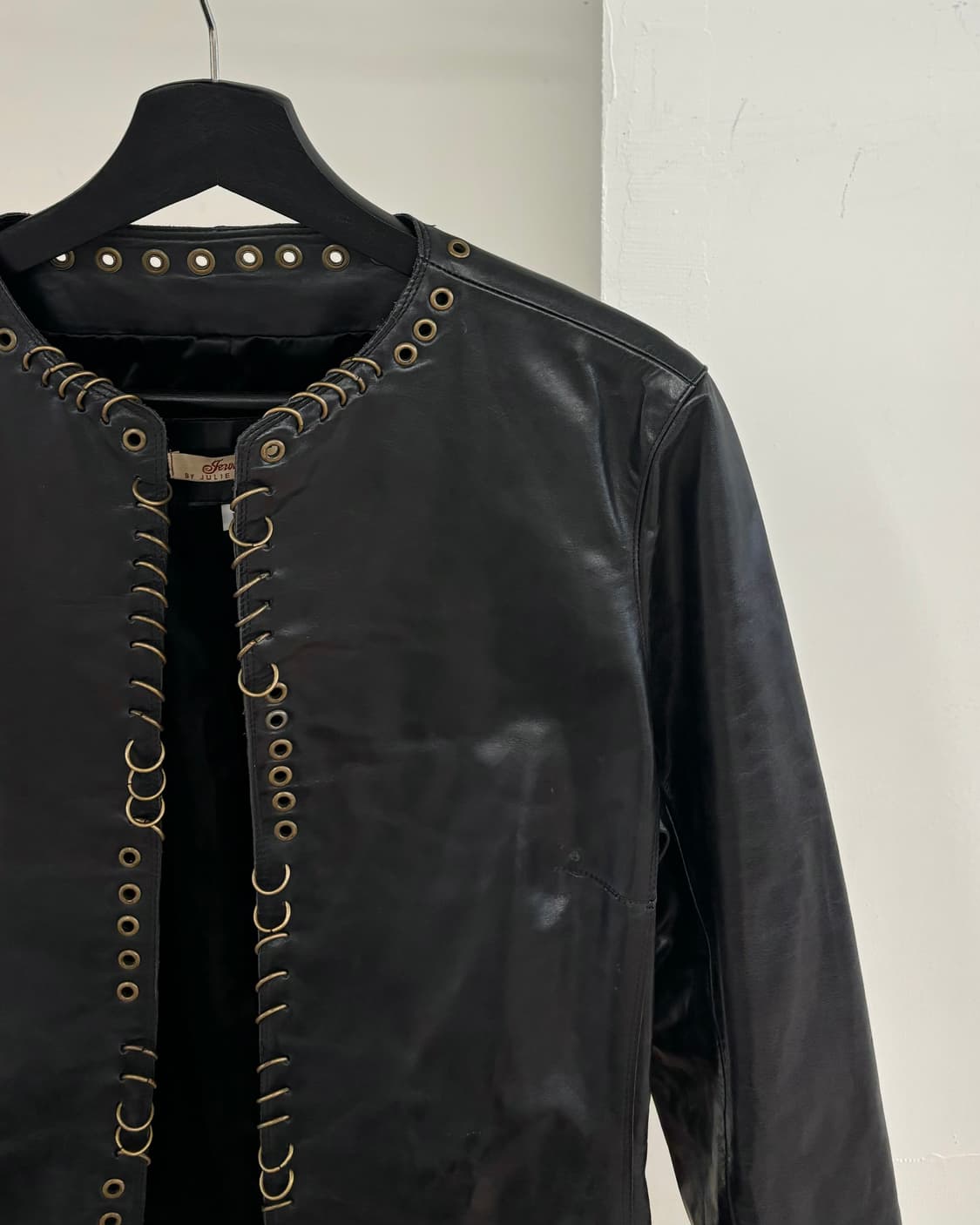 줄스 블랙 아일렛 링 슬림핏 레더 자켓 상품이미지4