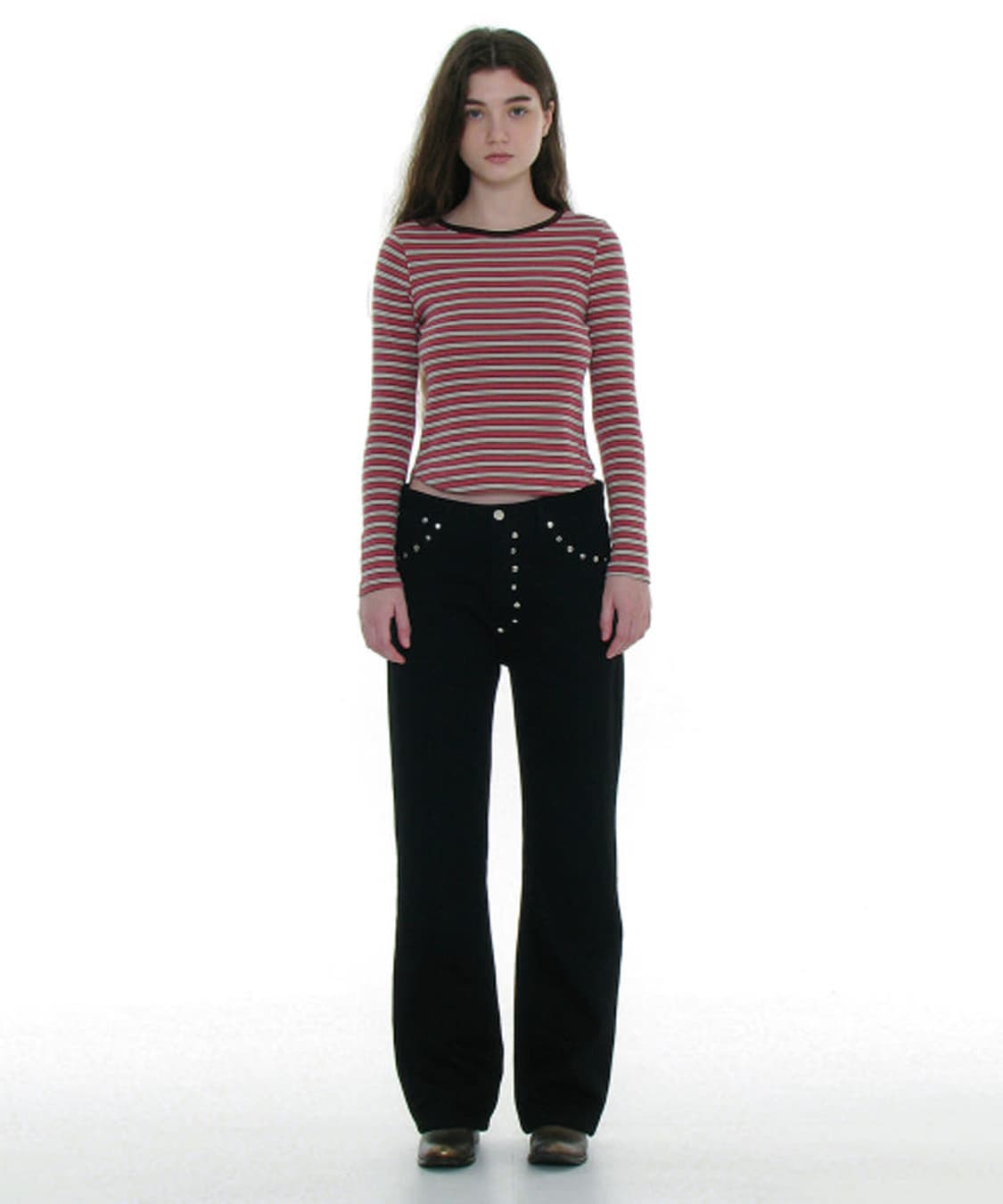 파르티멘토 우먼 포켓 스터디드 포인티드 진 블랙 청바지 M 상품이미지1