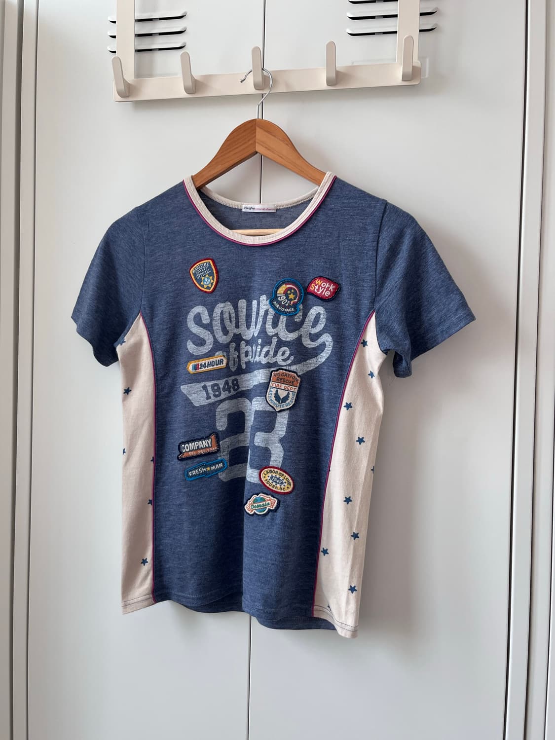 Rough 별 레이어드 패치워크 반팔 티셔츠 상품이미지5