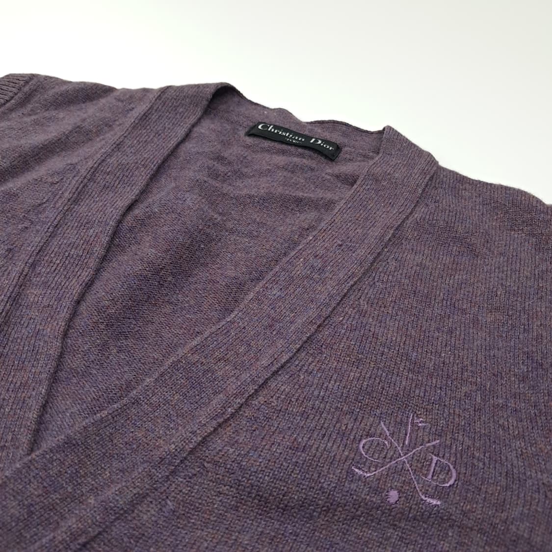 CL871 L 디올 90s 일본판 멜란지 퍼플 브이넥 니트 조끼 상품이미지4