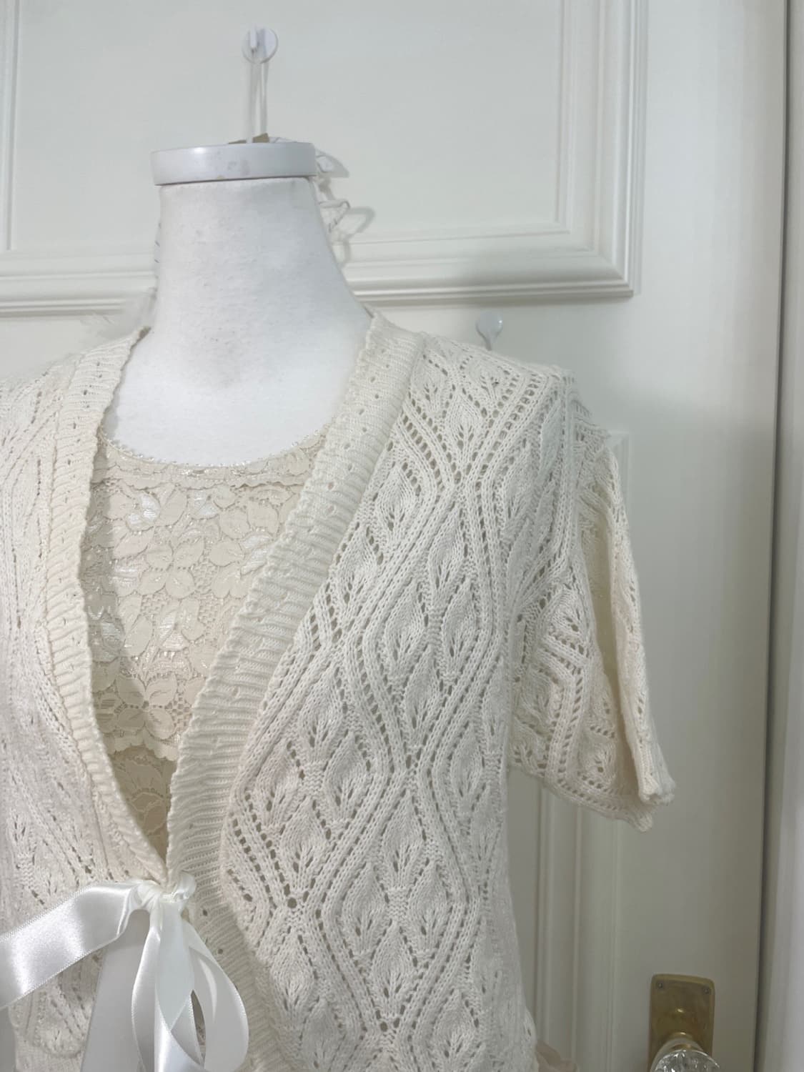 ivory bolero cardigan&beigw lace half to 상품이미지5