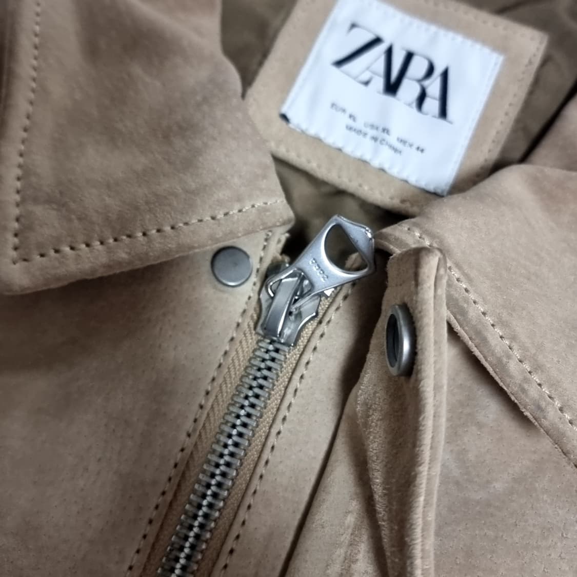 한국제 자라 가죽스웨이드 가죽트러커 자켓 베이지(105-110) 상품이미지9