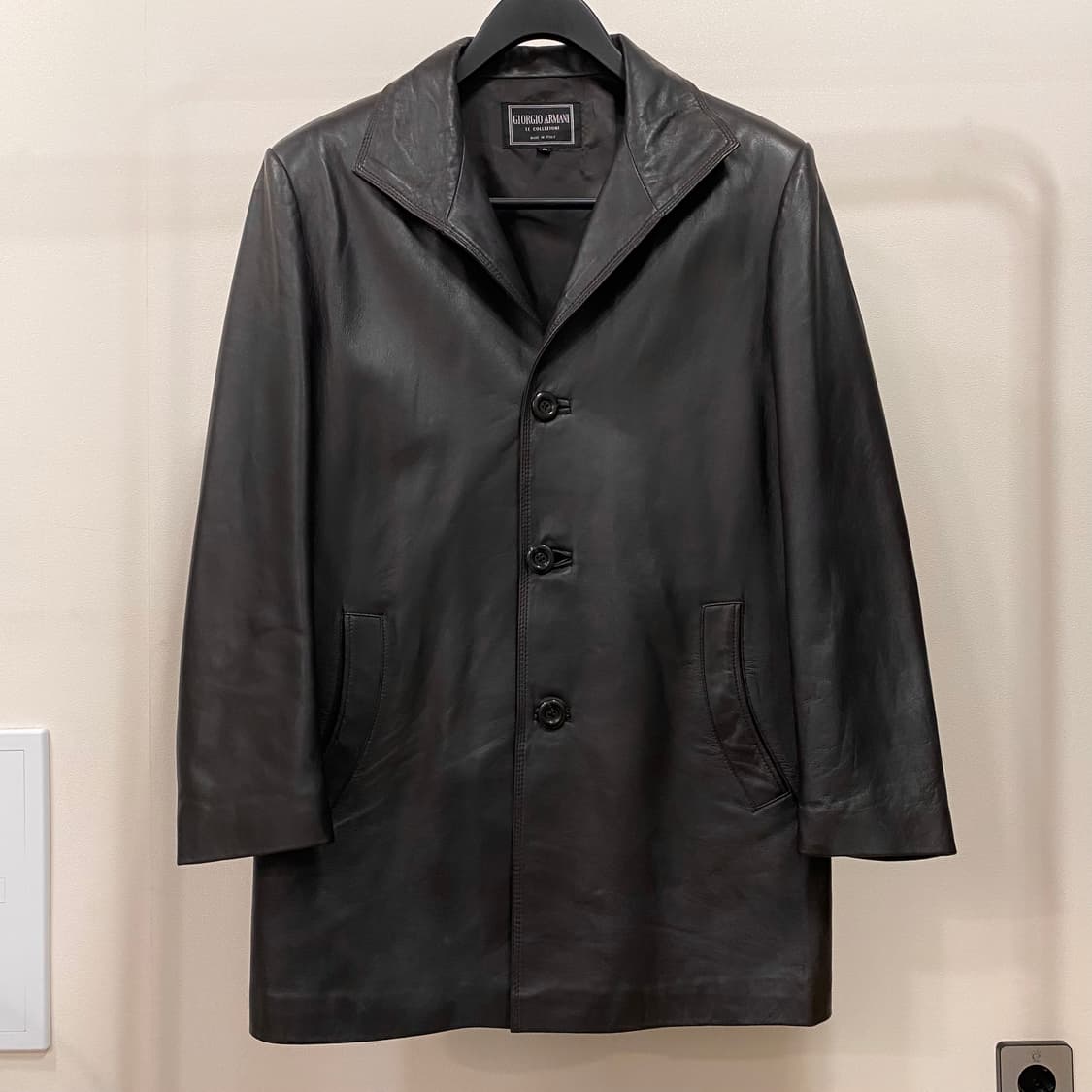 조르지오 아르마니 90s 알파카 레더 코트 자켓 상품이미지1