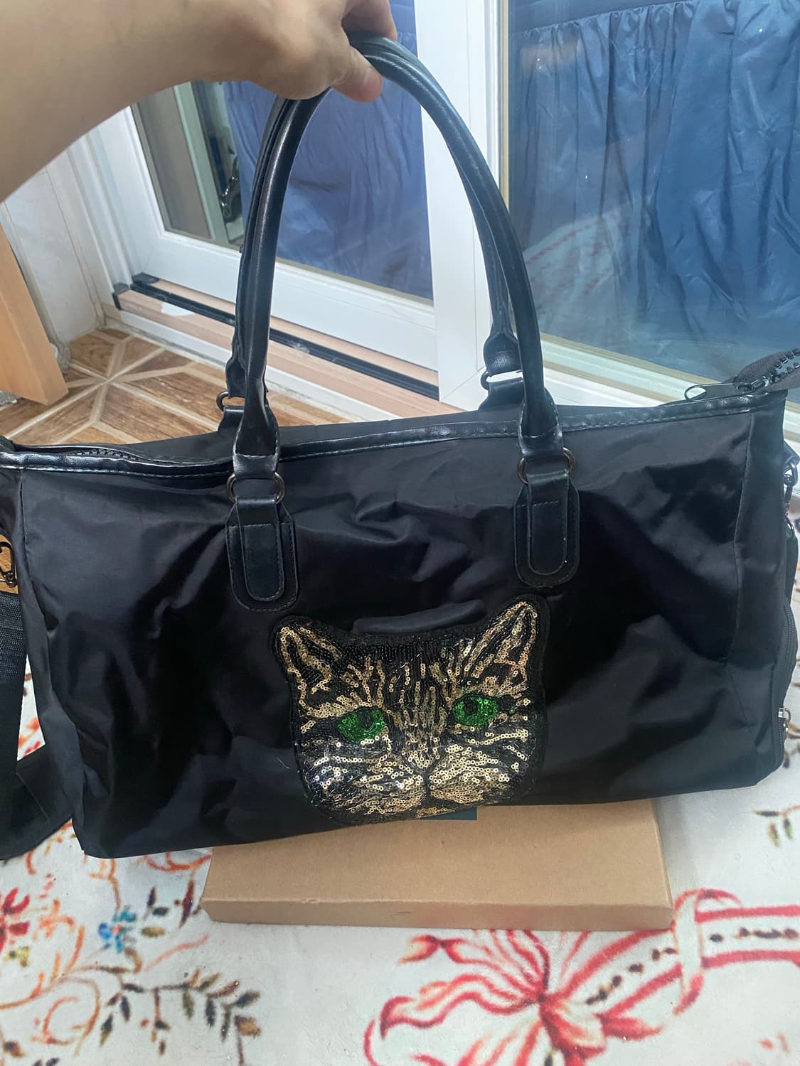 고양이 토트백 검정색 상품이미지1