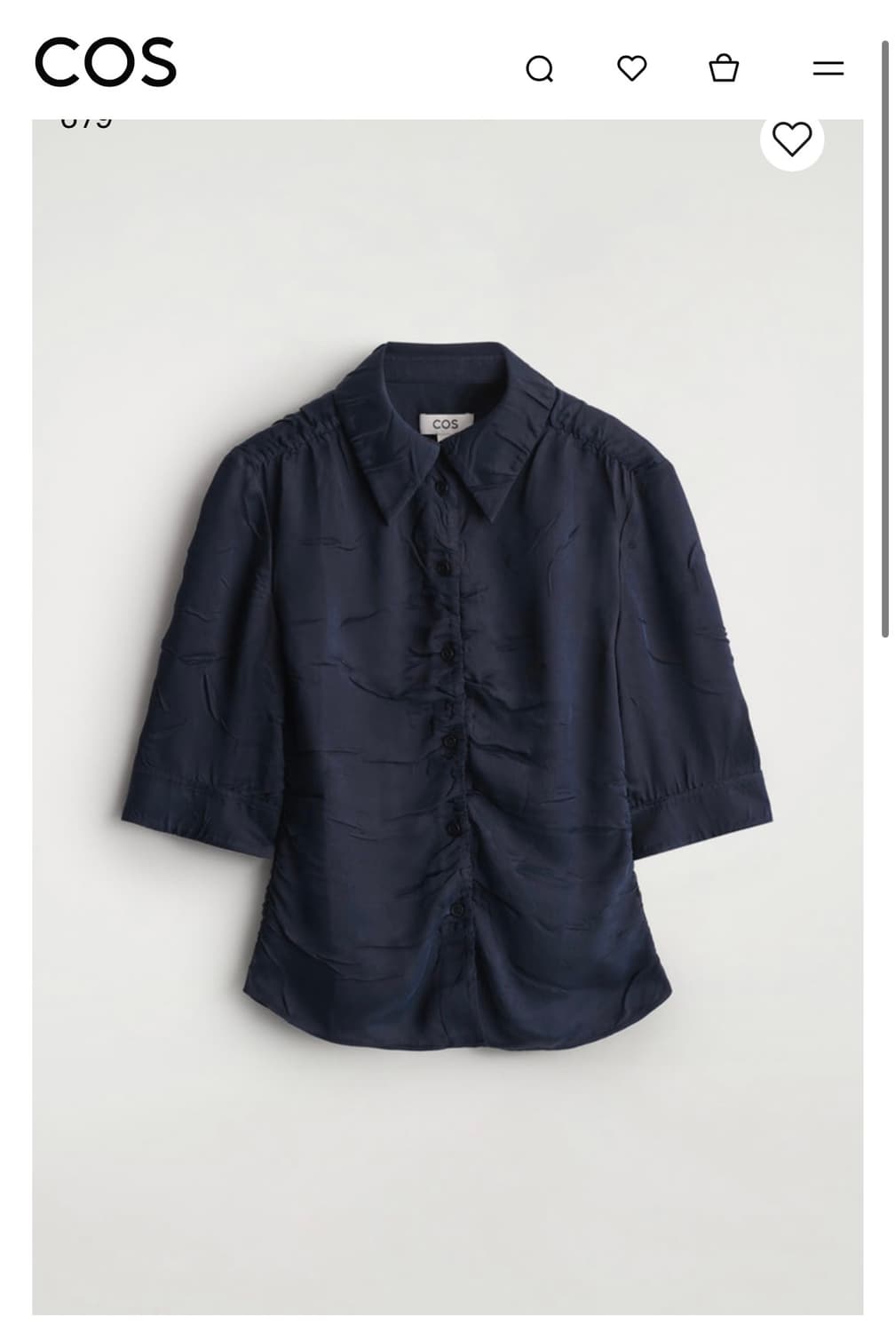 COS 코스 개더드 크링클드 셔츠 네이비 34  상품이미지1