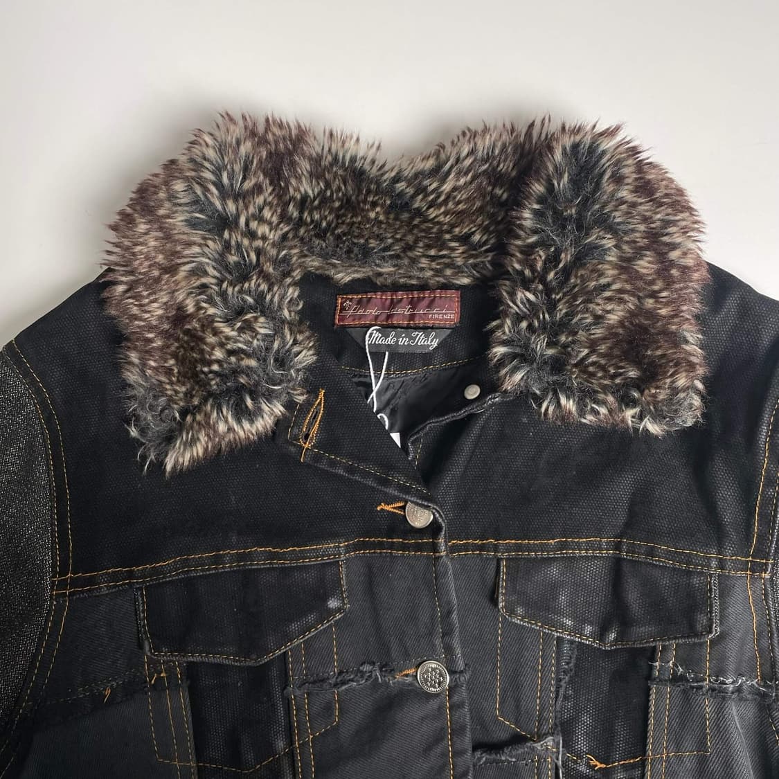 Paolo lastrucci  패치워크 데님 퍼 자켓 (italy)   상품이미지7