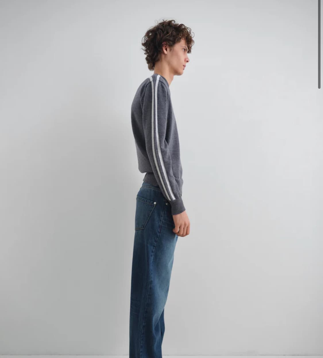 기마구아스 브이넥 니트 차콜 그레이 L 상품이미지3