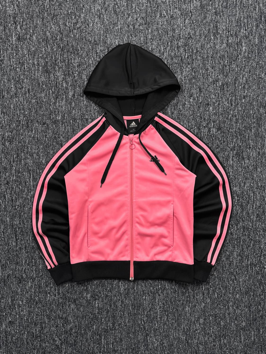 아디다스 핑크 블랙 배색 후드집업 상품이미지3