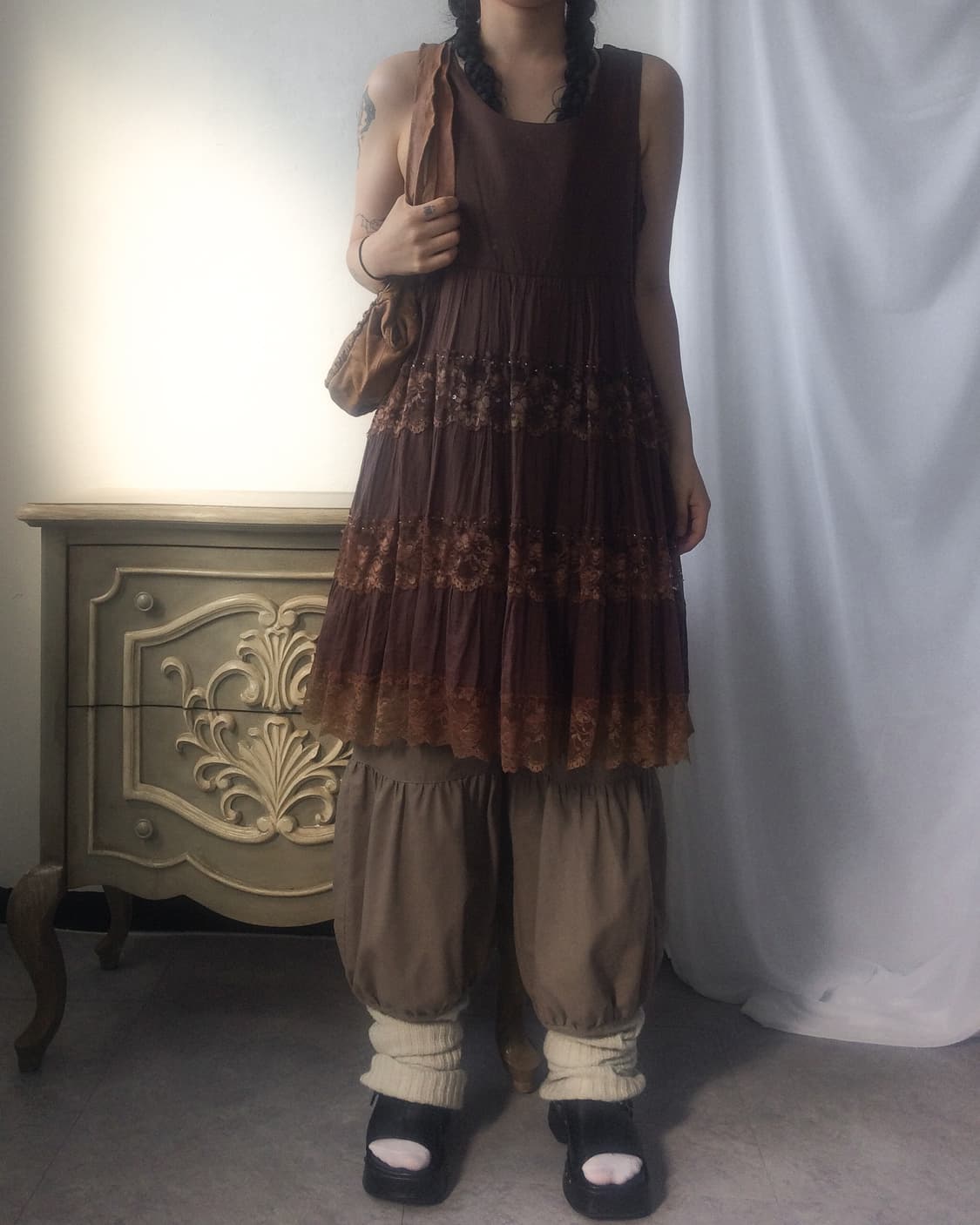Lace layer point sleeveless onepiece 상품이미지6