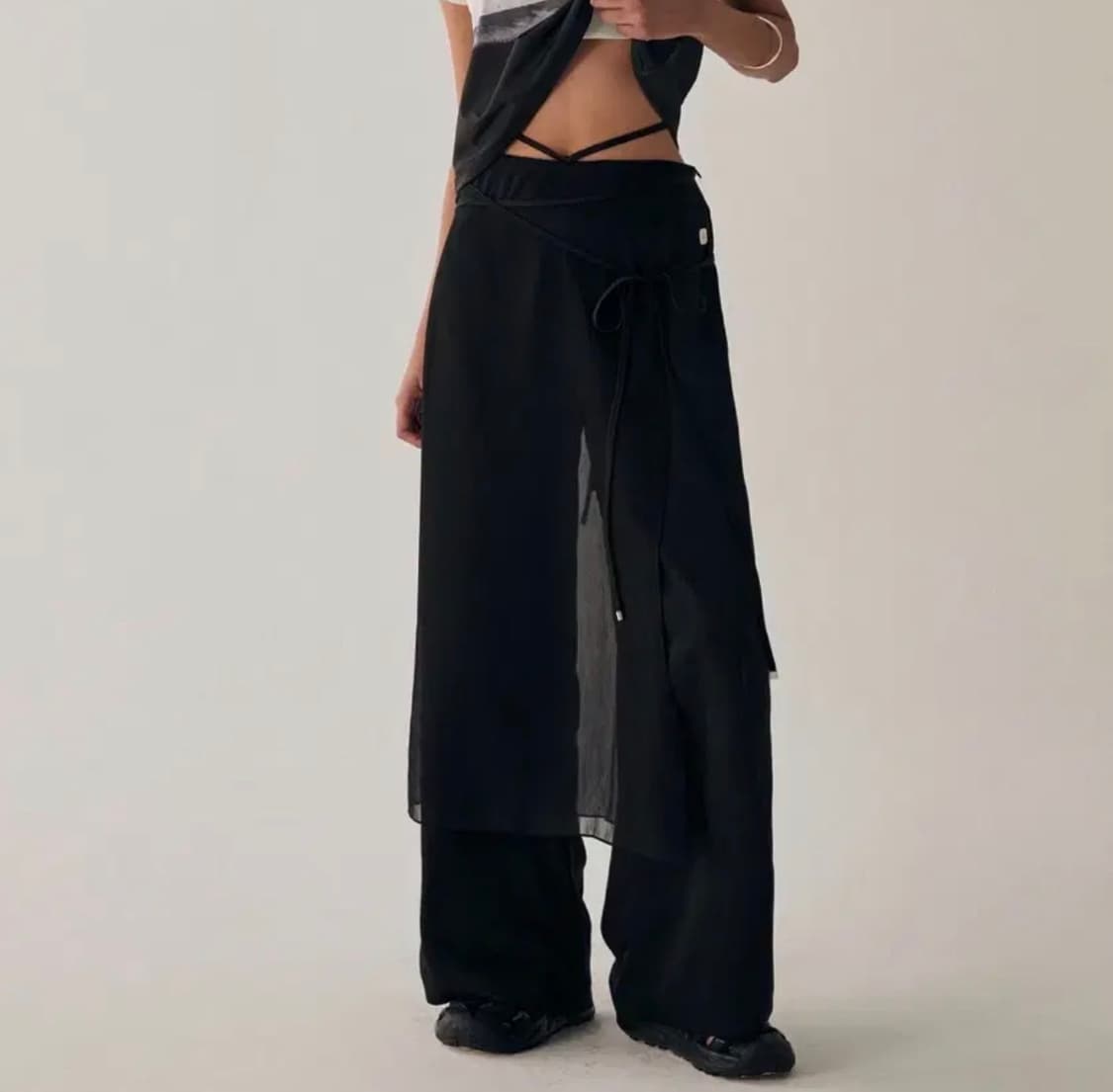 트리밍버드 스트랩 랩 블랙 팬츠 상품이미지1