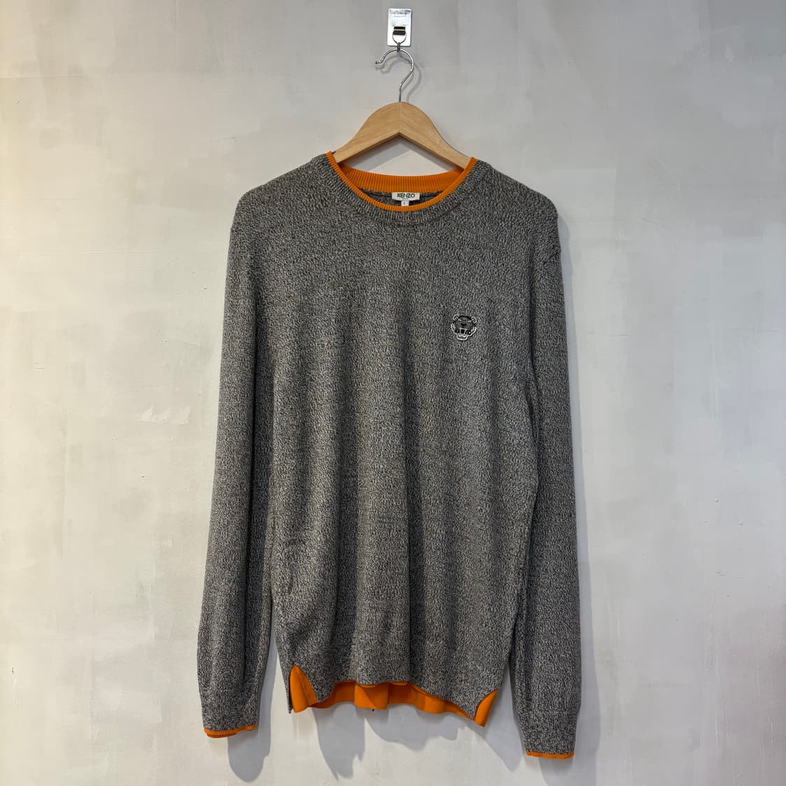KENZO 겐조 크루넥 니트 그레이/오렌지 배색 포인트 상품이미지4