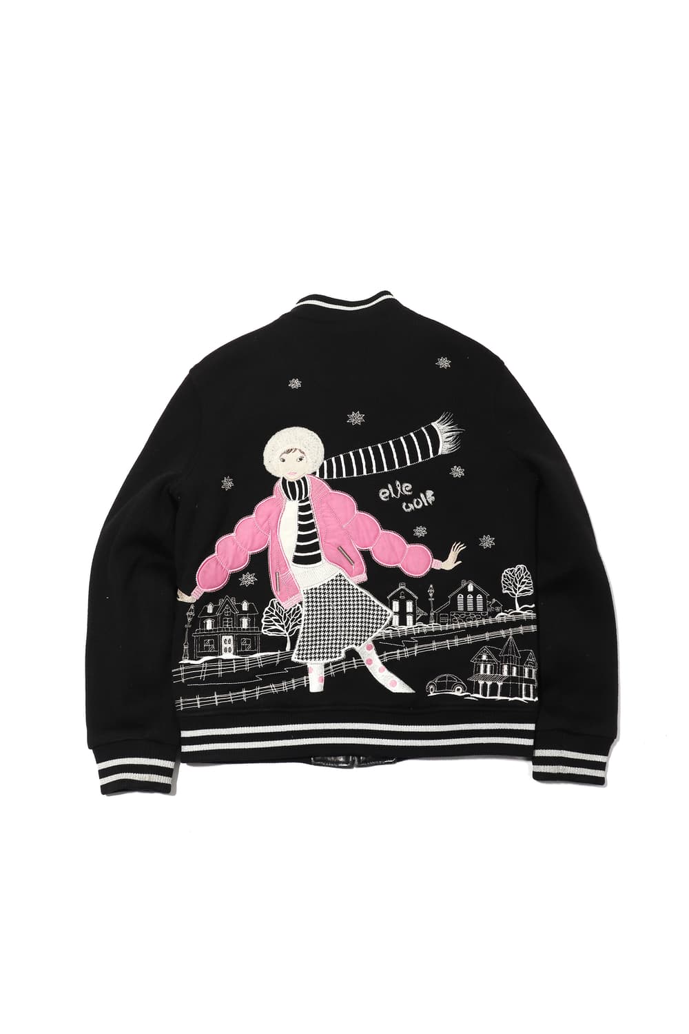 ELLE GOLF 램스킨 니트 배색 점퍼 women 90 상품이미지2