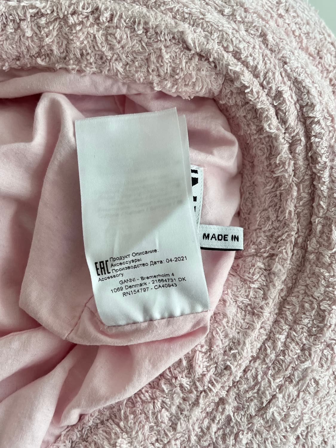 M/L) 가니 GANNI 로고 자수 테리 버킷햇 핑크 상품이미지8