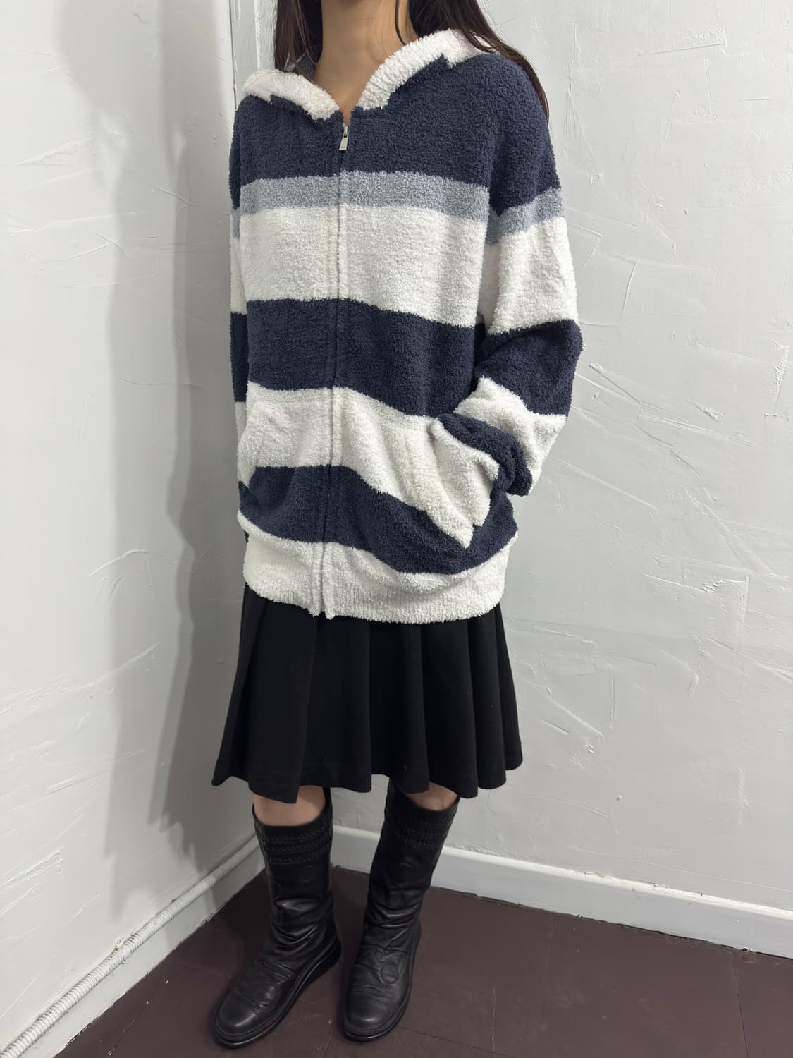Gelato pique homme stripe fur hood zipup 상품이미지4