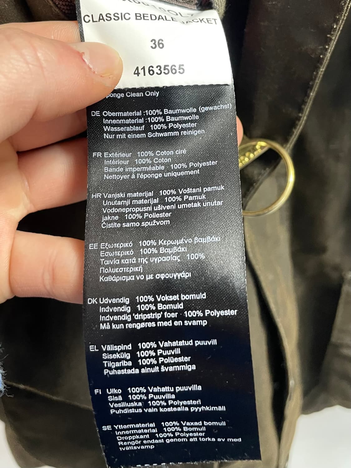 바버 비데일 카키 왁스 자켓 (on.510)   상품이미지8