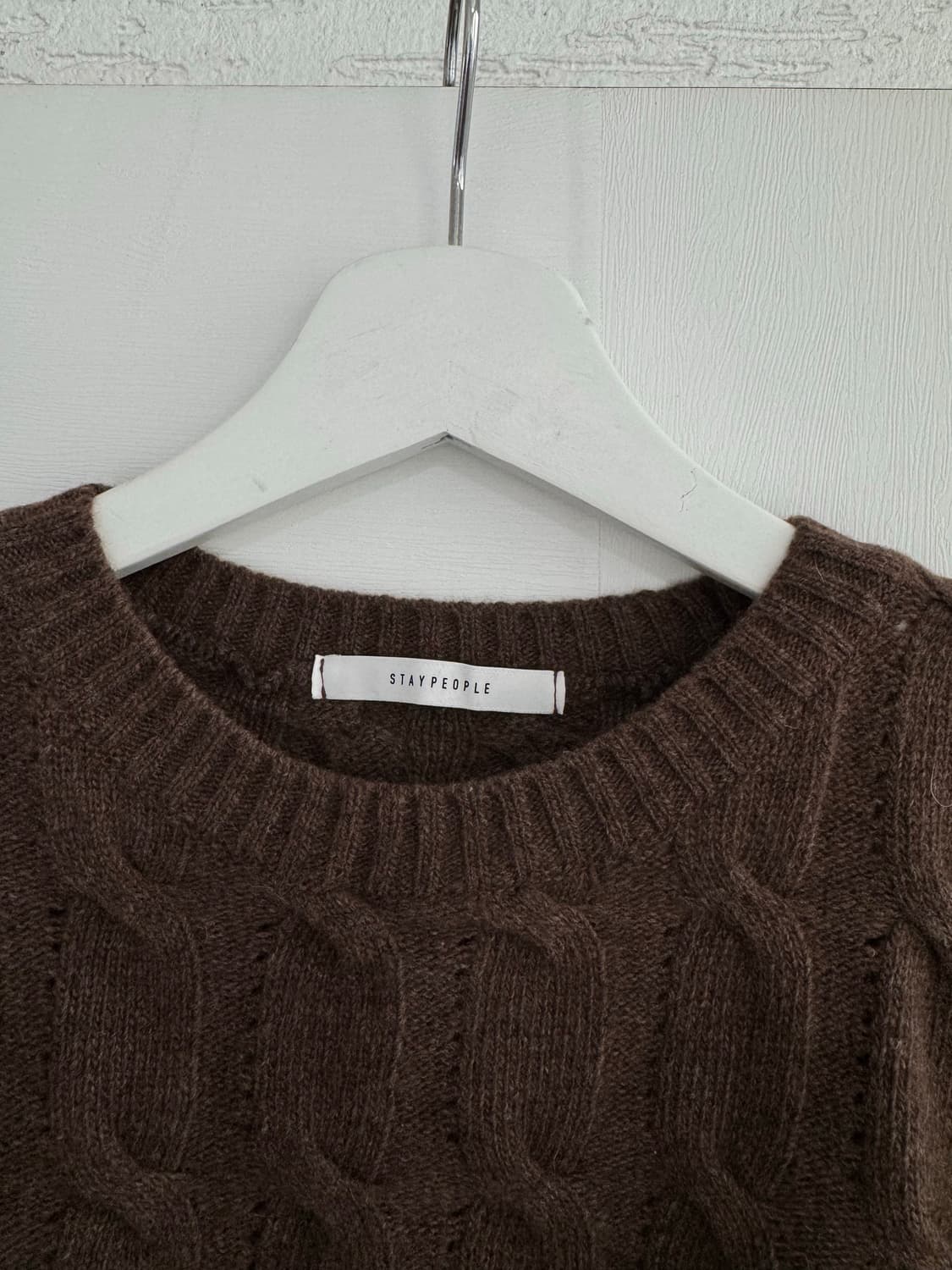 [스테이피플] 브라운 케이블 반팔 니트 F 상품이미지2