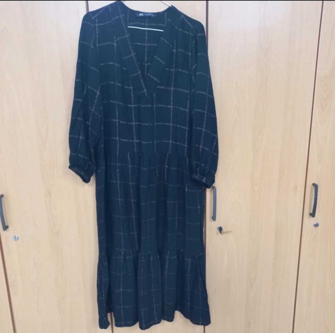 자라 오버사이즈 체크 롱원피스 맥시 드레스 상품이미지1