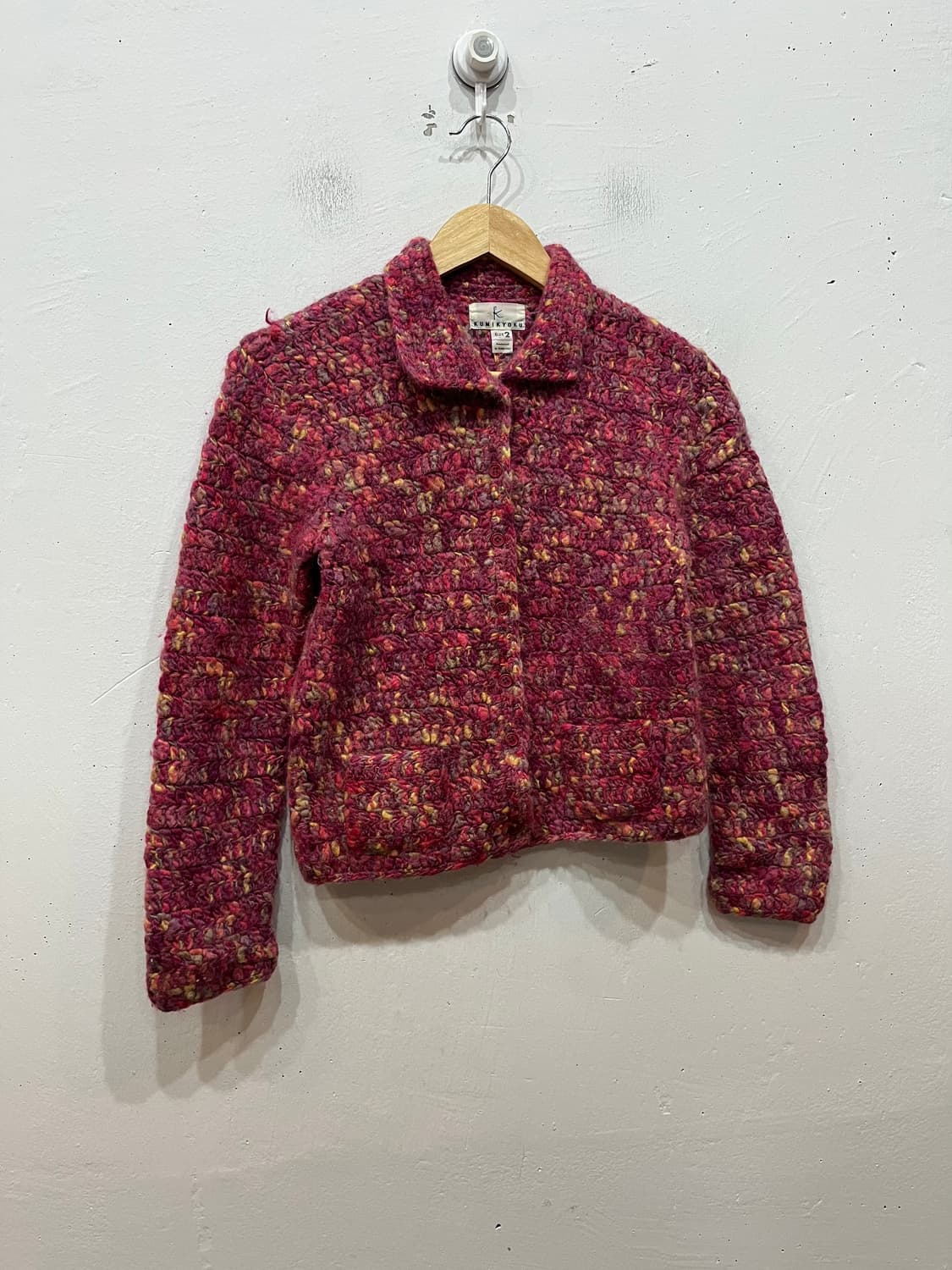 KUMIKYOKU 핸드메이드 퓨어울 비비드 가디건  상품이미지1