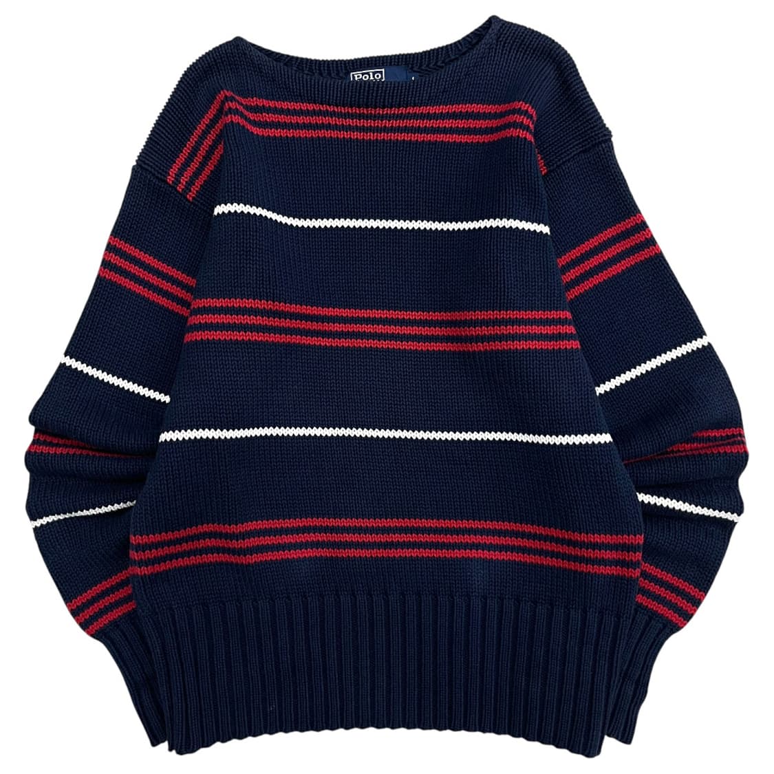 폴로 랄프로렌 레드 스트라이프 배색 네이비 니트 L 상품이미지2
