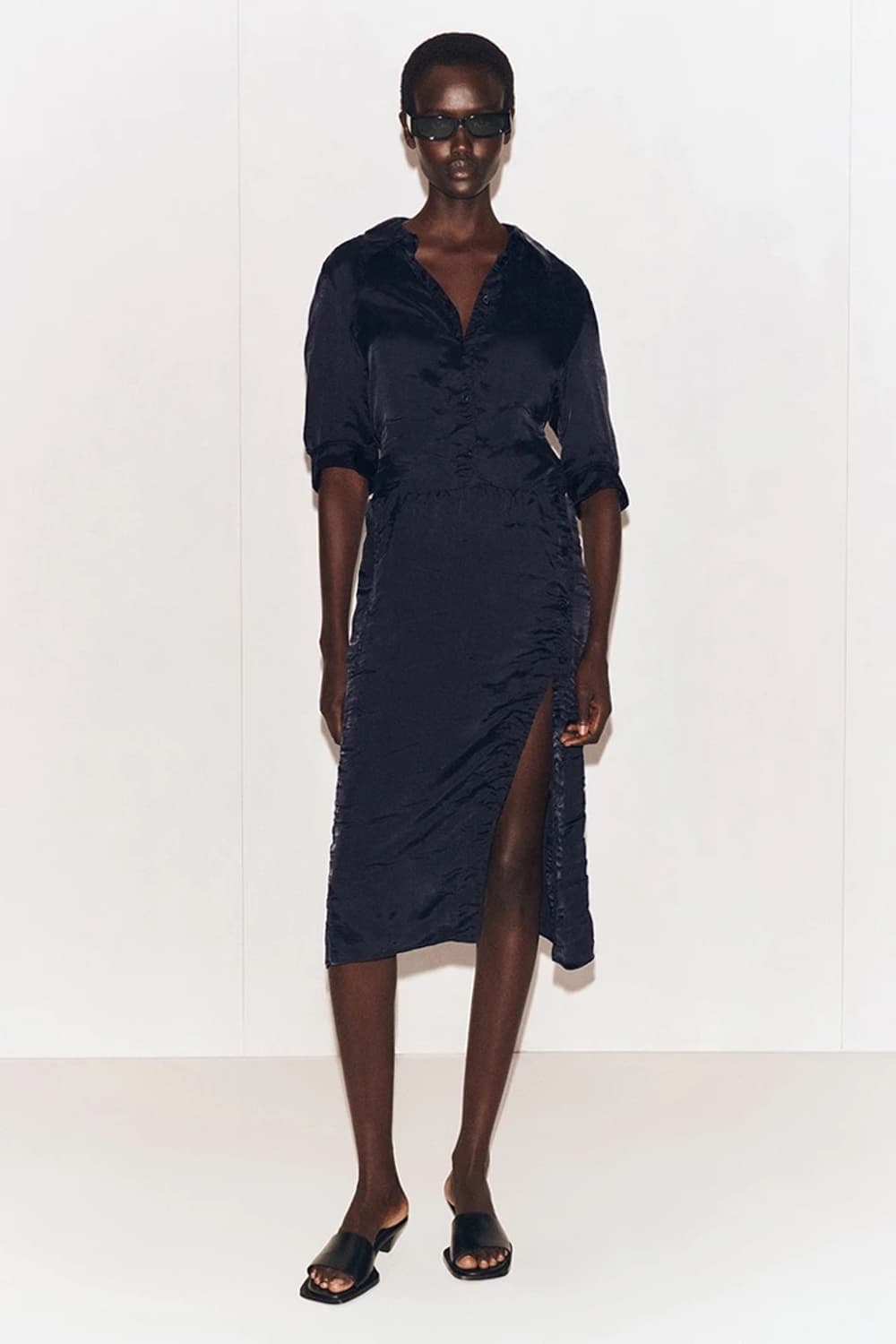 [36]코스 COS 크링클 미디 스커트 스커트/네이비 상품이미지7