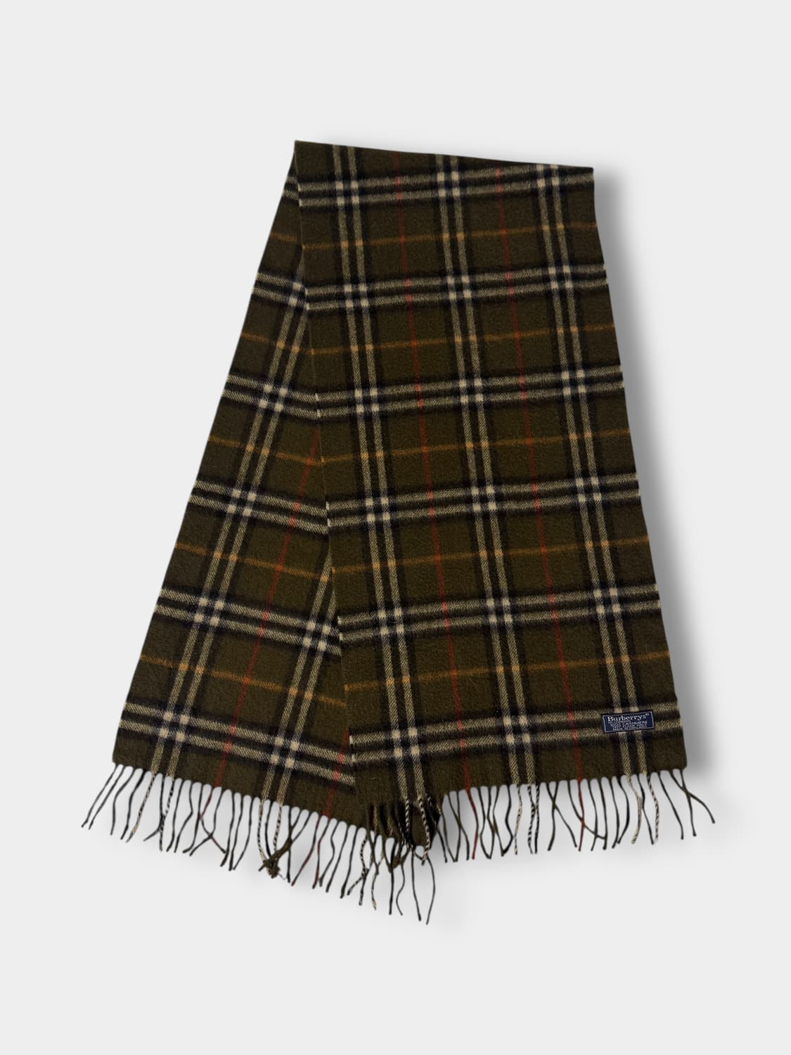 버버리 00‘s 카키 캐시미어 100% 노바체크 패턴 머플러 상품이미지3