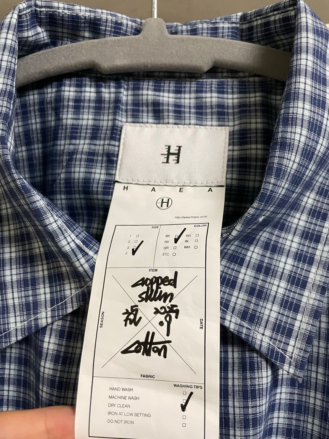 [F] haea 헤아 체크셔츠 블루 상품이미지2