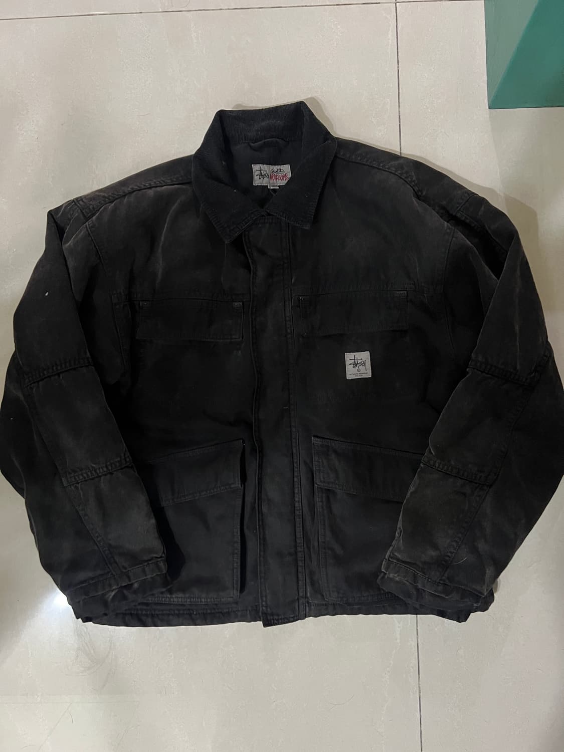 Stussy 워시드 캔버스 샵 자켓 블랙 상품이미지3