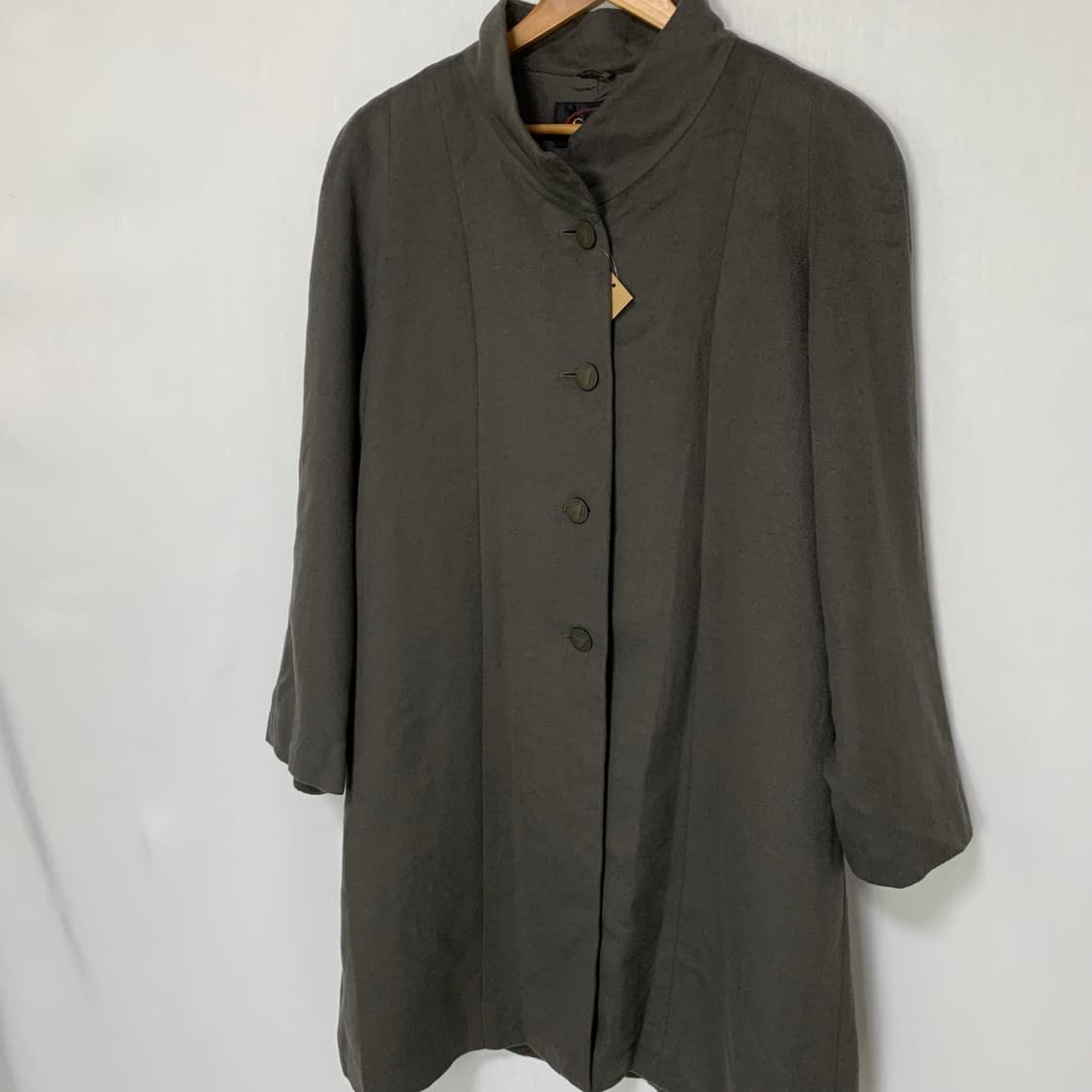 일본 빈티지 노카라 브라운 그레이 버튼 롱 코트 차이나카라 상품이미지2