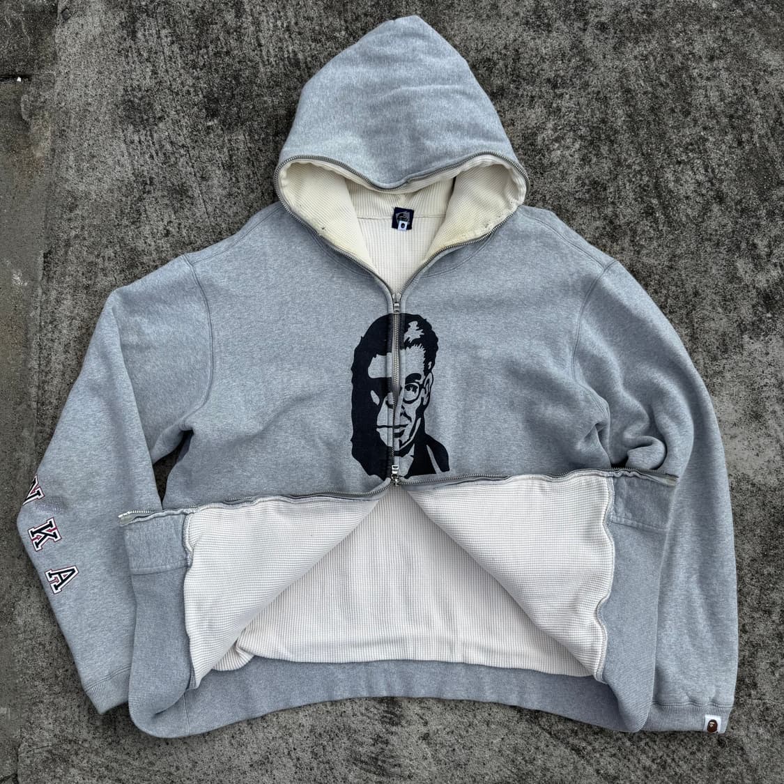 [XL] 00s Bape 베이프 Two-Face 써멀 후드집업 상품이미지2