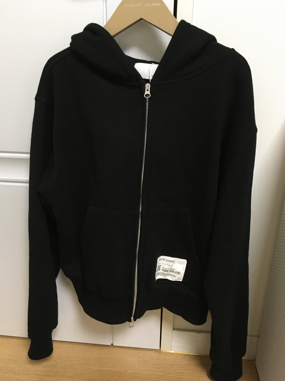 홀페이퍼 큐빅 기모 후드집업(블랙) 상품이미지4