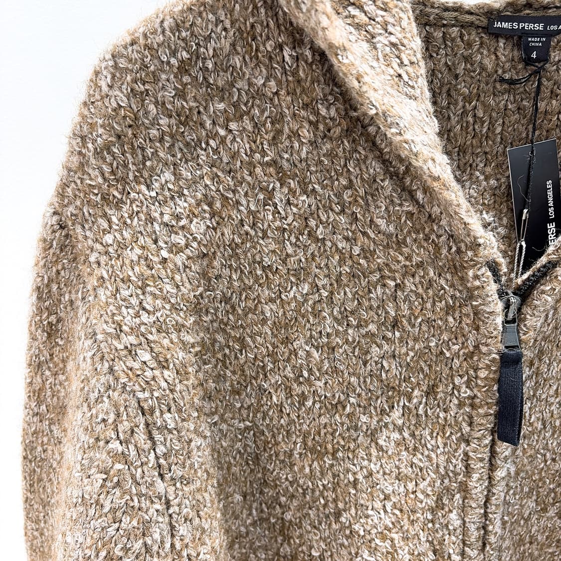 (정품/새상품) 제임스 펄스 남성 올리브 청키 후드 집업 니트 가디건 상품이미지2