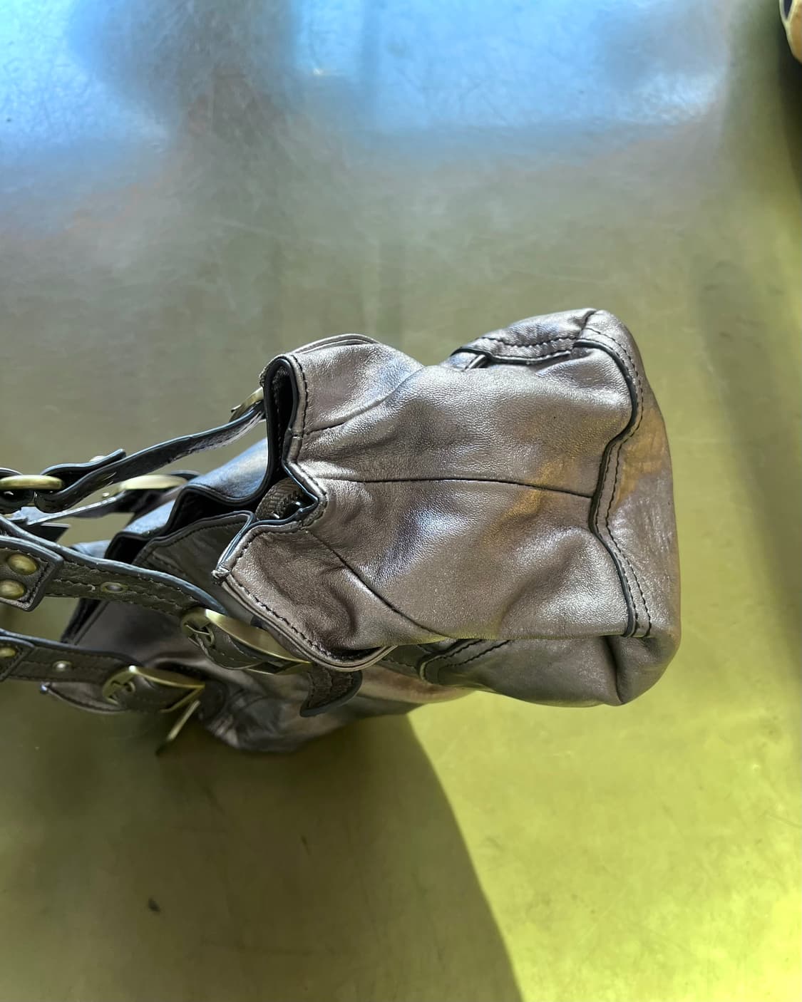 efffy Lambskin Leather Silver Motor Bag 상품이미지8