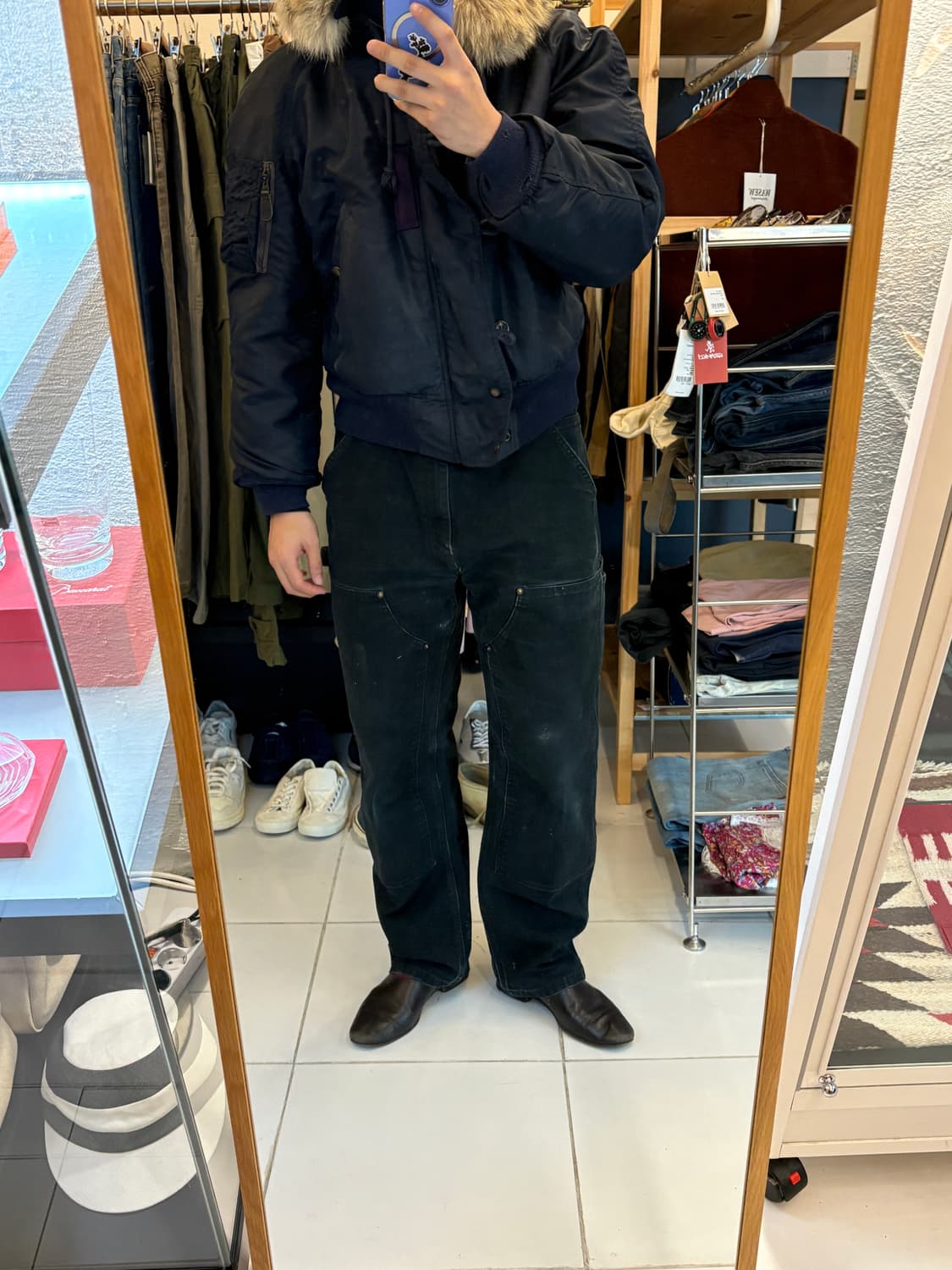 [B01] 빈티지 칼하트 더블니 블랙 썩블니 덩가리핏 34x30 상품이미지6