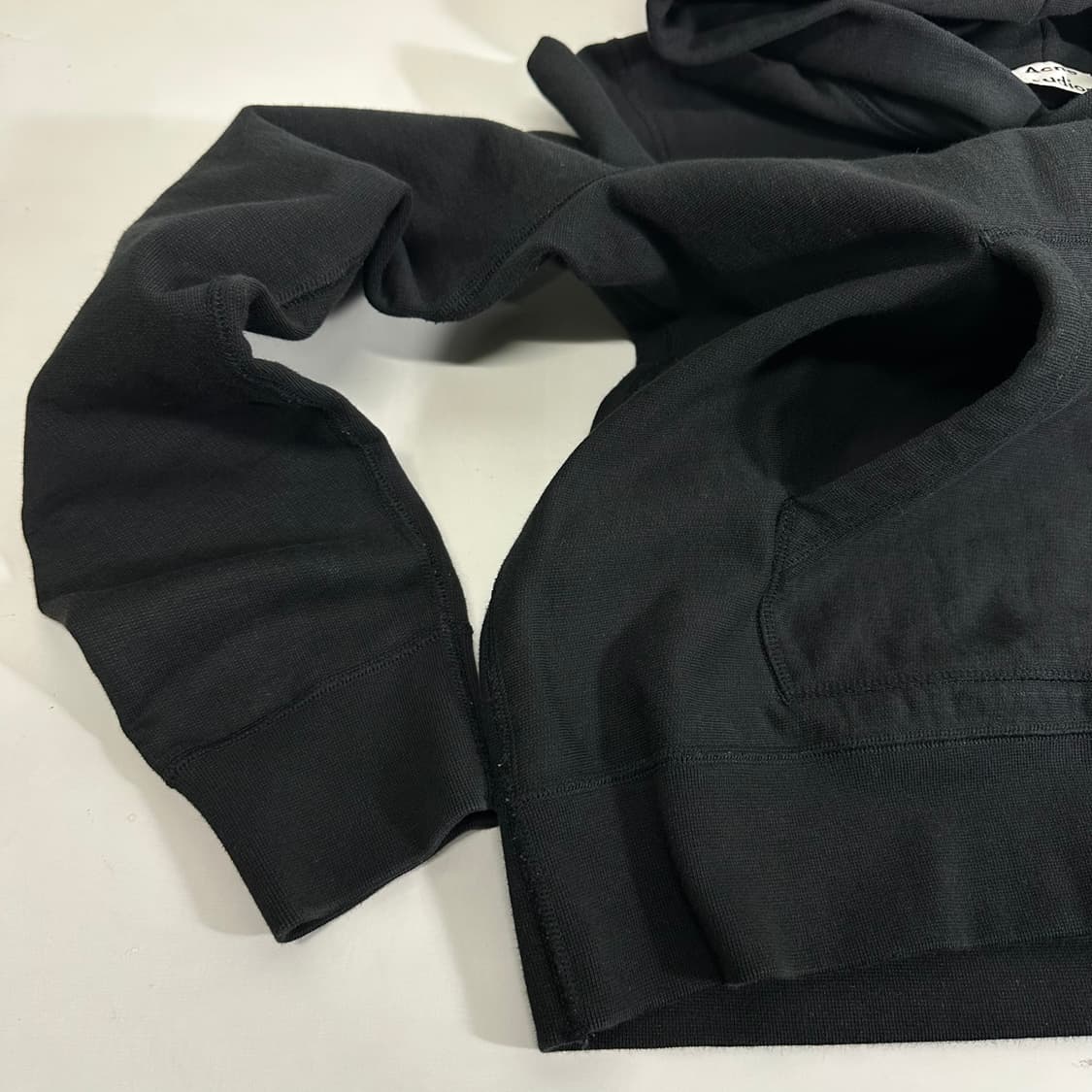 S 아크네스튜디오 블랙 헤비코튼 무지 후드티 상품이미지3