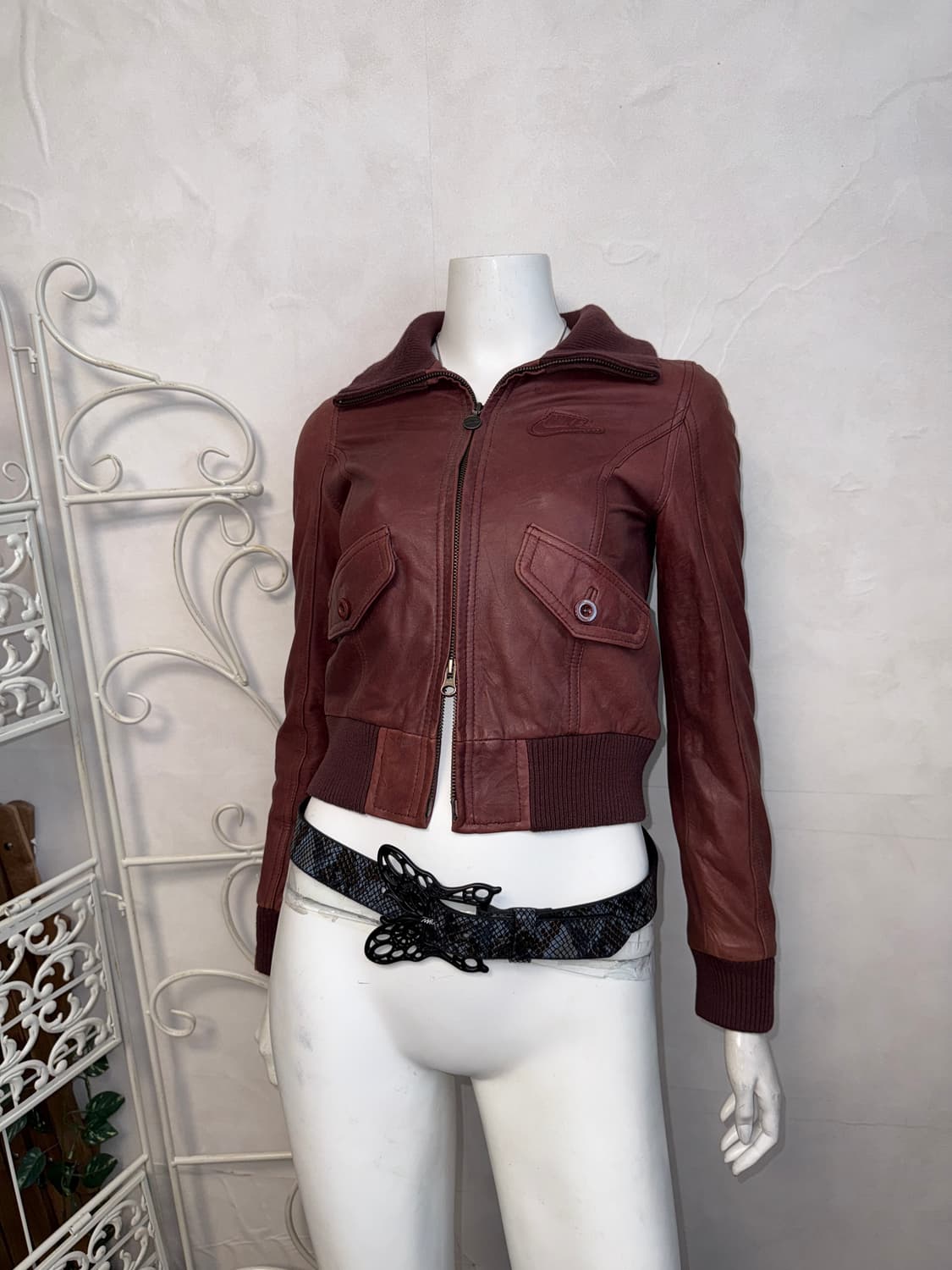 Nike burgundy lamb skin two ways jacket 상품이미지6