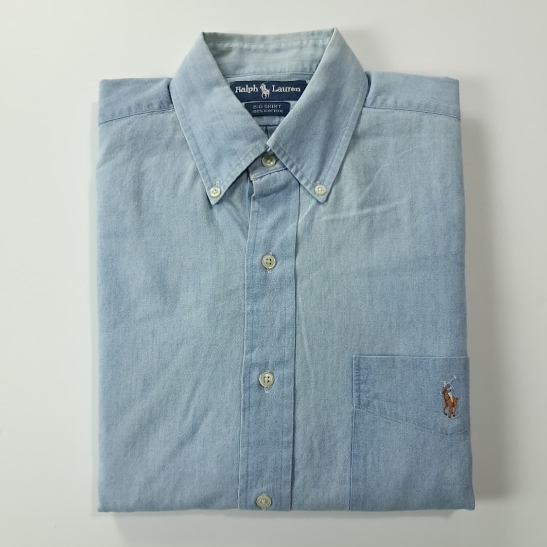 CK217 S 폴로 90s 필리핀판 빅셔츠 샴브레이 셔츠 남방 상품이미지7