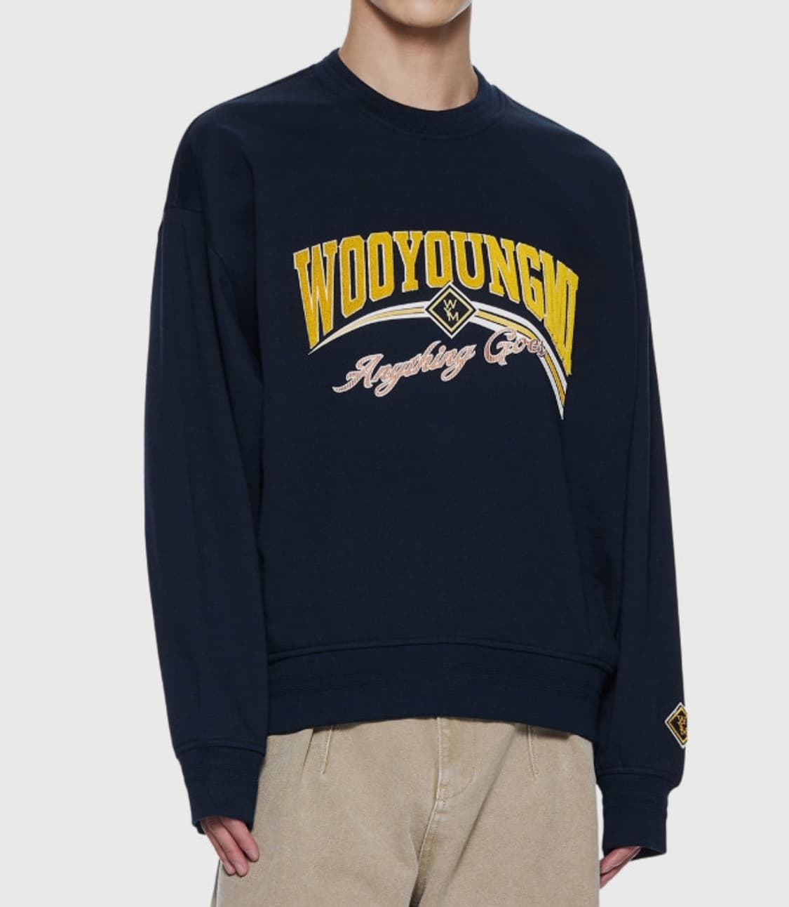 정품 우영미 네이비 렌티큘러 로고 스웻트 셔츠 48 새제품 상품이미지2