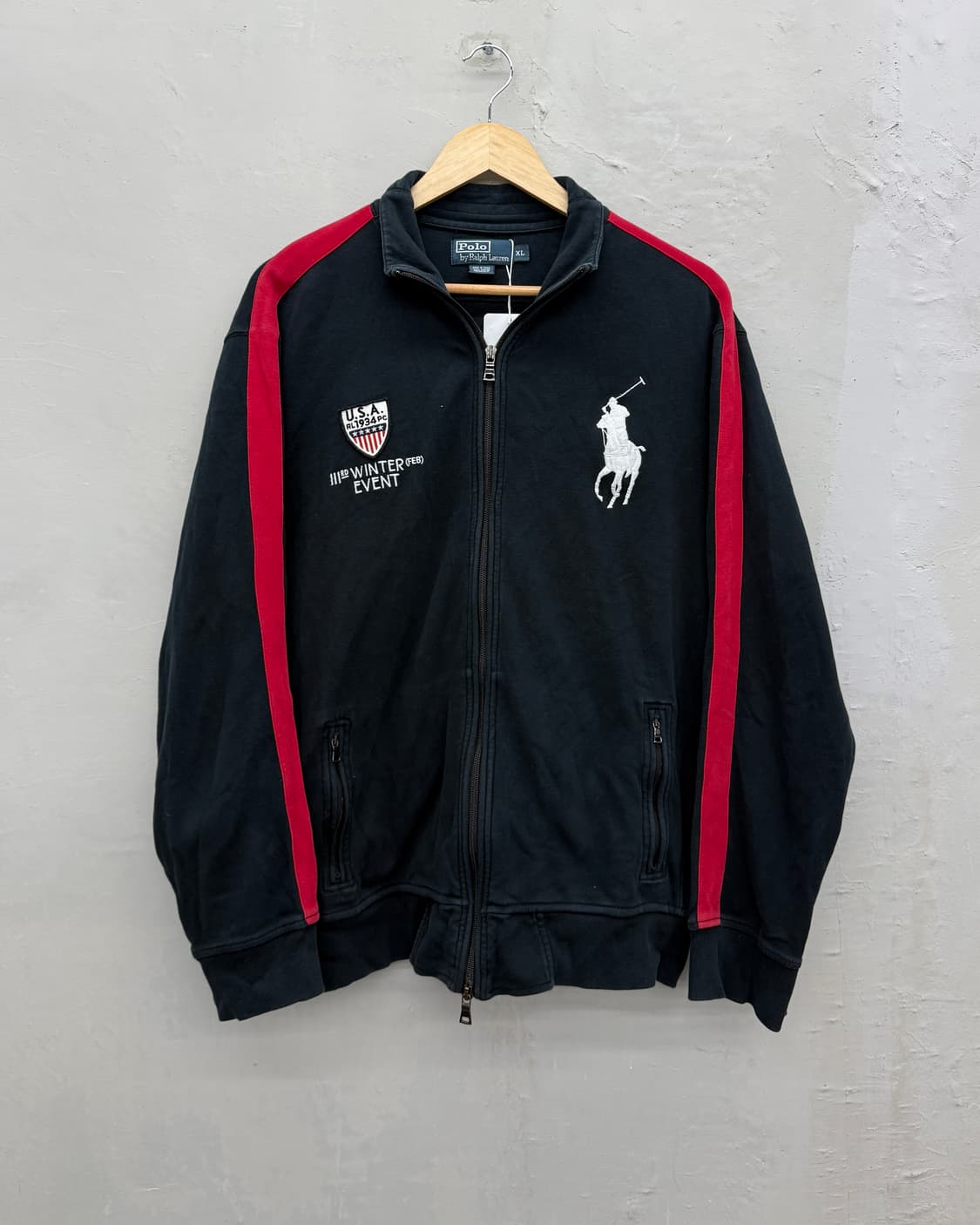 (XL) POLO Ralph Lauren 00s 빅포니 스웻 집업 블랙 상품이미지1