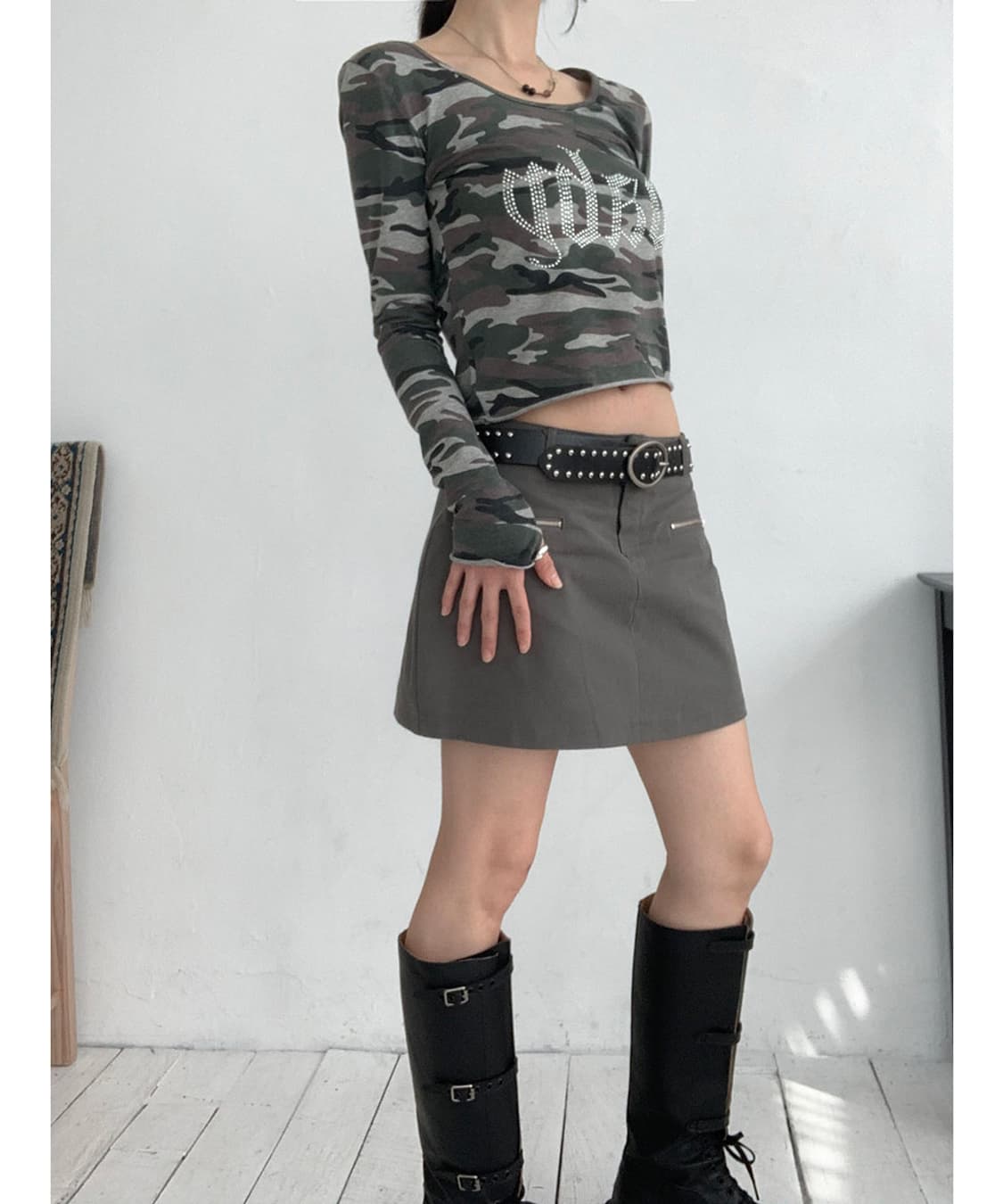새상품) 카고 미니스커트 카키 상품이미지2