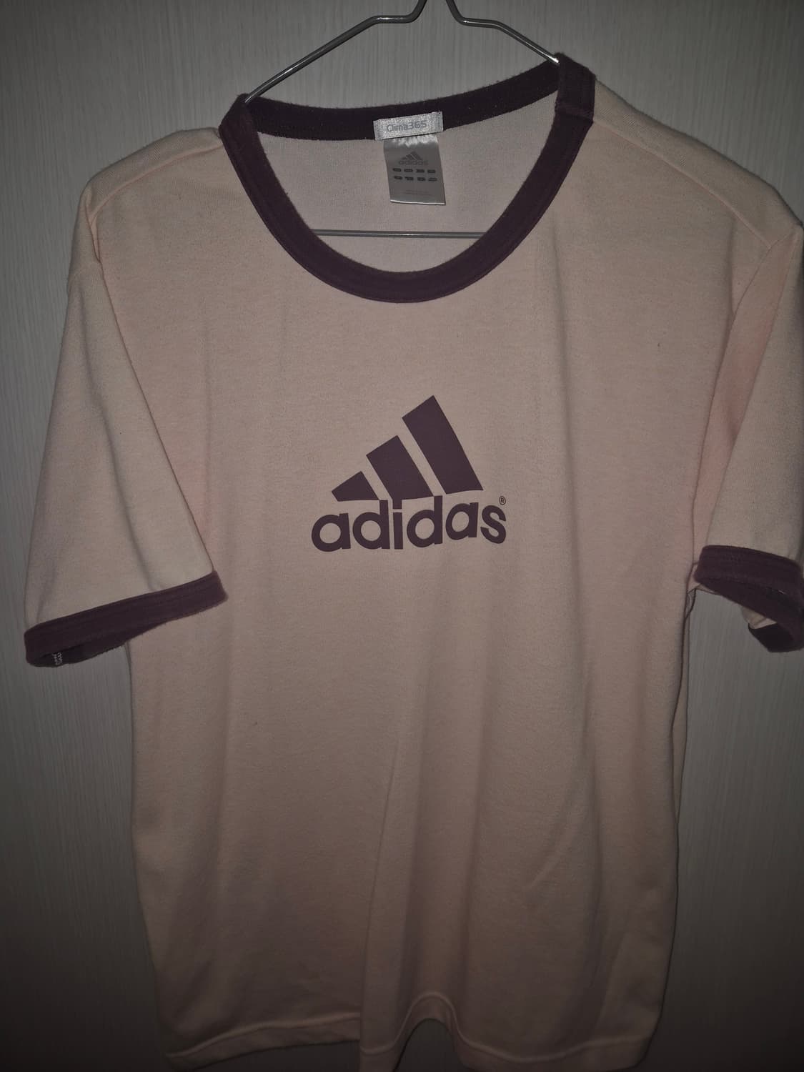 아디다스 분홍색 로고 반팔 링거 티셔츠 상품이미지1